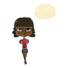 cartoon happy girl with thought bubble N11