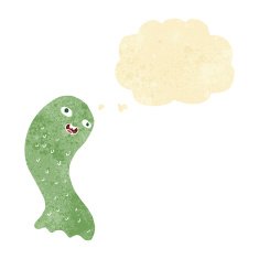 funny cartoon ghost with thought bubble N11