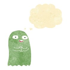 funny cartoon ghost with thought bubble N13