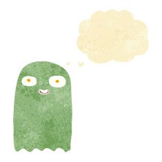 funny cartoon ghost with thought bubble N15