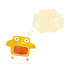 cartoon bird with thought bubble N21