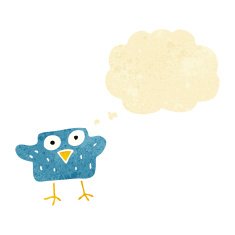 cartoon bird with thought bubble N22