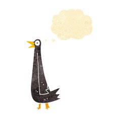 funny cartoon bird with thought bubble N13