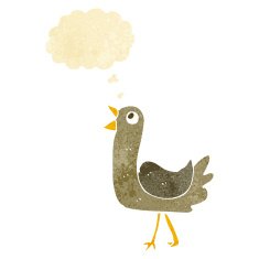 cartoon bird with thought bubble N27