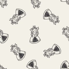 queen doodle seamless pattern background N4