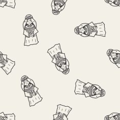 queen doodle seamless pattern background N6