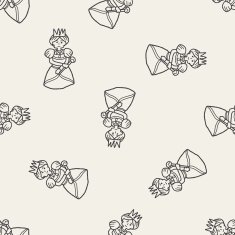 queen doodle seamless pattern background N7