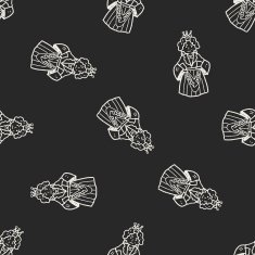 queen doodle seamless pattern background N13
