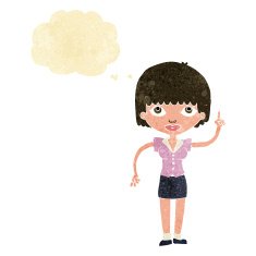 cartoon woman with idea thought bubble N31