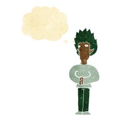 cartoon vampire man with thought bubble N10