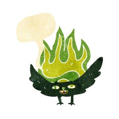 cartoon spooky vampire bat with thought bubble
