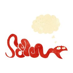 cartoon snake with thought bubble N7