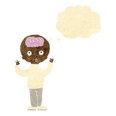 cartoon genius with thought bubble N2