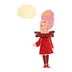 cartoon queen with thought bubble N2