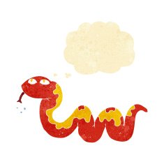 cartoon snake with thought bubble N8