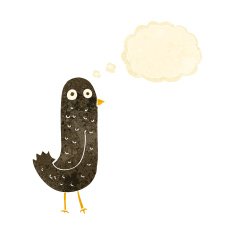 funny cartoon bird with thought bubble N14