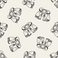 robot doodle seamless pattern background N7