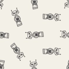 robot doodle seamless pattern background N9