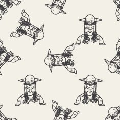 robot doodle seamless pattern background N10