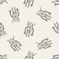 robot doodle seamless pattern background N17