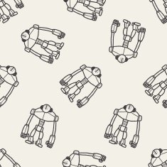 robot doodle seamless pattern background N18