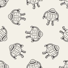 robot doodle seamless pattern background N20