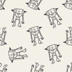 robot doodle seamless pattern background N22
