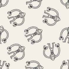 robot doodle seamless pattern background N25
