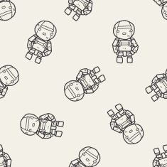 robot doodle seamless pattern background N28
