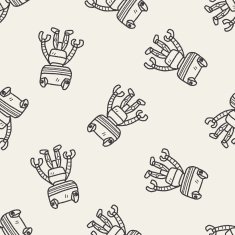 robot doodle seamless pattern background N29