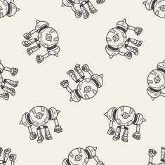 robot doodle seamless pattern background N30