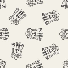 robot doodle seamless pattern background N31