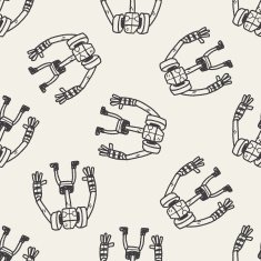 robot doodle seamless pattern background N32