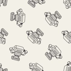 robot doodle seamless pattern background N33
