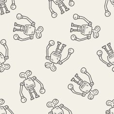 robot doodle seamless pattern background N34