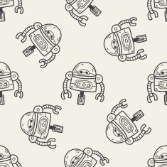 robot doodle seamless pattern background N35