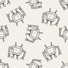 robot doodle seamless pattern background N36