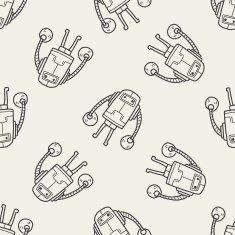 robot doodle seamless pattern background N37