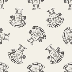robot doodle seamless pattern background N38