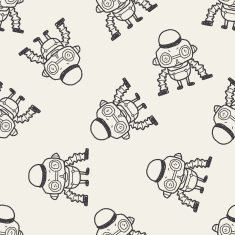 robot doodle seamless pattern background N40