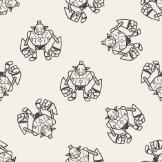 robot doodle seamless pattern background N42