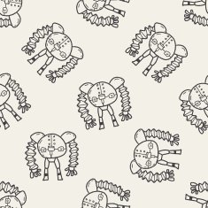 robot doodle seamless pattern background N44