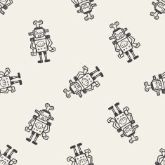 robot doodle seamless pattern background N45