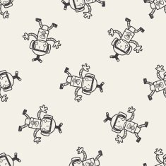 robot doodle seamless pattern background N46