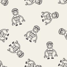robot doodle seamless pattern background N47