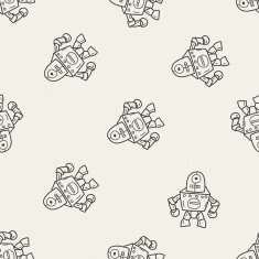 robot doodle seamless pattern background N49