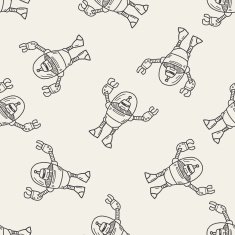 robot doodle seamless pattern background N50