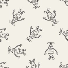 robot doodle seamless pattern background N51
