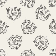 robot doodle seamless pattern background N52