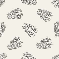 robot doodle seamless pattern background N53
